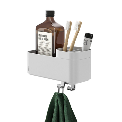 Tiger 2-Store Opbergbakje met handdoekhaak en tandenborstelhouder 25 cm Wit