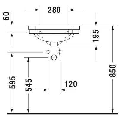 Duravit Serie 1930 fontein 500x195x365mm 1 kraangat overloop wit