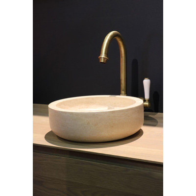 Forzalaqua Verona waskom 40x40x12cm Rond Natuursteen Travertin gezoet