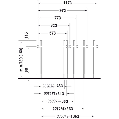 Duravit HappyD 2 onderstel verstelb. 5cm voor wastafel 231865 chroom