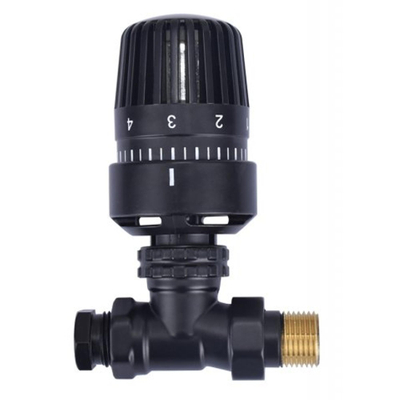 Riko thermostatische radiatorventiel 1/2''x15mm recht mat-zwart