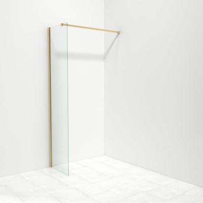 Saniclass Bellini inloopdouche 50x200cm met 8mm helder glas met messing profiel en stabilisatiestang