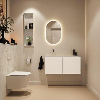 MONDIAZ TURE-DLUX 100cm toiletmeubel Talc. EDEN wastafel Opalo positie links. Zonder kraangat.