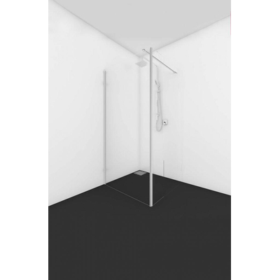 Van Rijn Products ST01 Vaste wand en haakse wand scharnierend links/rechts helderglas incl. stabilisatie stang 118-30 x 200