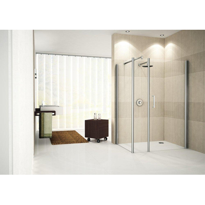 Novellini Giada vaste wand F 84/87x195cm mat chroom profiel en helder glas