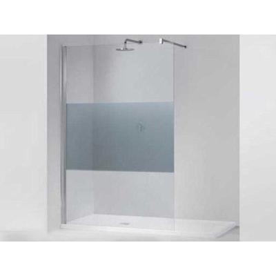 Novellini Giada inloopdouche H 118 120x195cm met muursteun 100cm mat chroom profiel en helder glas met satinband