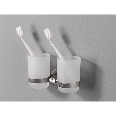 Haceka Kosmos Dubbele Bekerhouder - glas - mat chroom