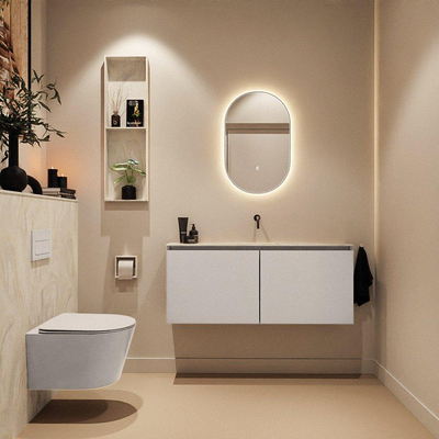 MONDIAZ TURE-DLUX 120cm toiletmeubel Linen. EDEN wastafel Ostra positie midden. Zonder kraangat.