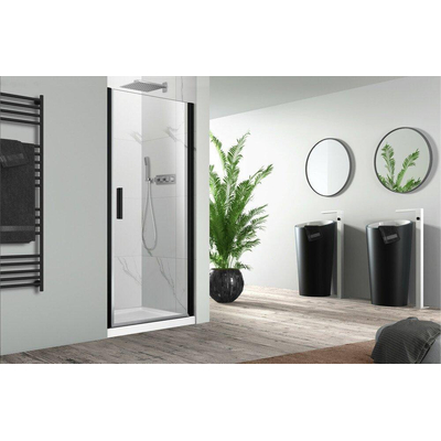 Nemo Pina draaideur 80x200cm 6mm Helder veiligheidsglas met antikalk links en rechts Zwart