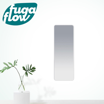 FugaFlow Eccelente Arredo Rectangle spiegel badkamerspiegel - 140x50cm - rechthoek - afgerond - frame - mat wit