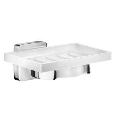 Smedbo Ice Zeepschaal - 12x10x5cm - wandmontage - chroom/porselein