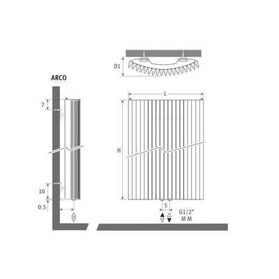 Jaga Iguana Arco Designradiator 1800x410mm 1362 watt metaalgrijs