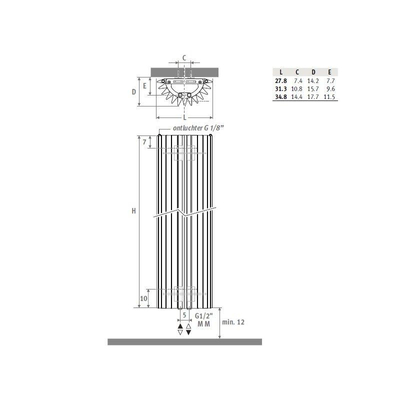 Jaga Iguana Circo Designradiator wandmodel 1800x340mm 1092 watt metaalgrijs