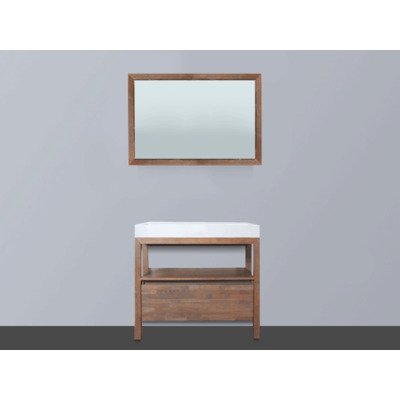 Saniclass Natural Wood badkamermeubelset 80cm grey oak met wastafel wit 0 kraangaten inclusief spiegel