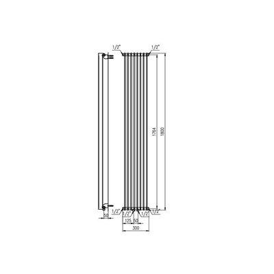 Plieger Antika designradiator verticaal middenaansluiting 1800x300mm 875W wit