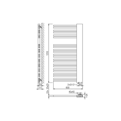 Plieger Frente Sinistra designradiator met horizontale buis links 1210x600mm 690W donkergrijs structuur