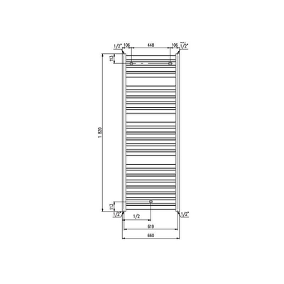 Plieger Vela designradiator horizontaal 1820x660mm 1038W wit structuur