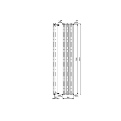 Plieger Venezia designradiator dubbel verticaal 1970x304mm 1168W pergamon