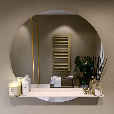 Mondiaz SPOT Badkamerspiegel - rond 90cm - spiegelplanchet - kleur Rosee