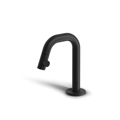 Clou Kaldur kranen chroom fonteinkraan 4.5x15.9cm korte uitloop rechts Mat zwart