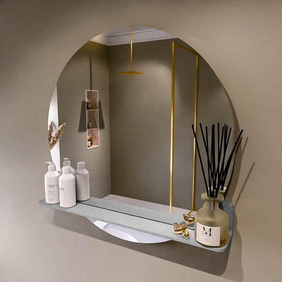 Mondiaz SPOT Badkamerspiegel - rond 80cm - spiegelplanchet - kleur Plata