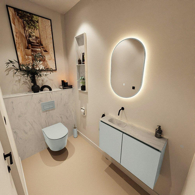 MONDIAZ TURE-DLUX 80cm toiletmeubel Greey. EDEN wastafel Opalo positie links. Zonder kraangat.