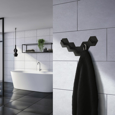 Smedbo Beslagsboden Handdoekhouder - 4.5x5.2x3cm - zelfklevend - RVS Mat Zwart