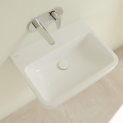 Villeroy & Boch O.novo wastafel zonder kraangat 60x46cm zonder overloop ceramic+ wit
