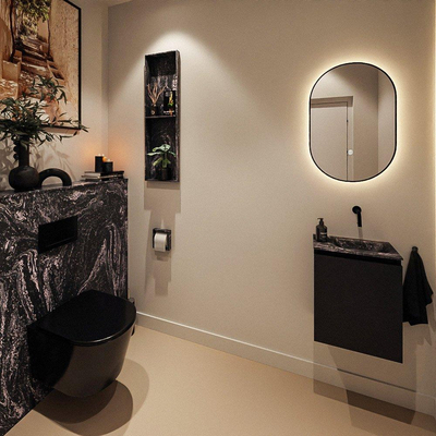 MONDIAZ TURE-DLUX 40cm toiletmeubel Urban. EDEN wastafel Lava positie rechts. Zonder kraangat.