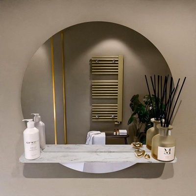 Mondiaz SPOT Badkamerspiegel - rond 70cm - spiegelplanchet - kleur Glace