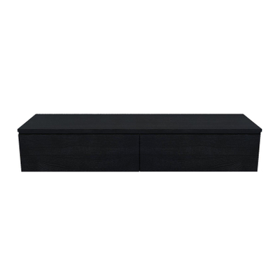 Arcqua Living Onderkast - 140x46x30cm - 2 lades - greeploos - gemelamineerd spaanplaat - oak black