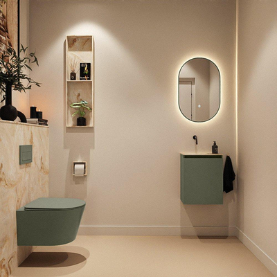 MONDIAZ TURE-DLUX 40cm toiletmeubel Army. EDEN wastafel Frappe positie links. Zonder kraangat.