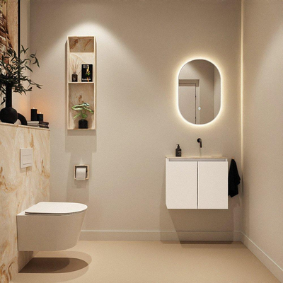 MONDIAZ TURE-DLUX 60cm toiletmeubel Talc. EDEN wastafel Frappe positie rechts. Zonder kraangat.