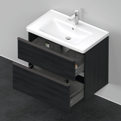 Duravit D-Neo wastafelonderkast 78.4x62.5x45.2cm 2 lades Eiken (zwart) Mat