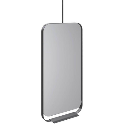 Thebalux Contour spiegel 50x70x15.2cm ovaal met planchet en telescoopstang zwart mat