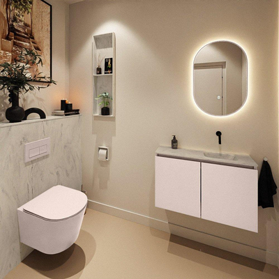 MONDIAZ TURE-DLUX 80cm toiletmeubel Rosee. EDEN wastafel Opalo positie rechts. Zonder kraangat.