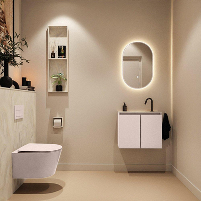 MONDIAZ TURE-DLUX 60cm toiletmeubel Rosee. EDEN wastafel Ostra positie midden. Met 1 kraangat.