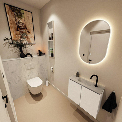 MONDIAZ TURE-DLUX 60cm toiletmeubel Talc. EDEN wastafel Opalo positie midden. Met 1 kraangat.
