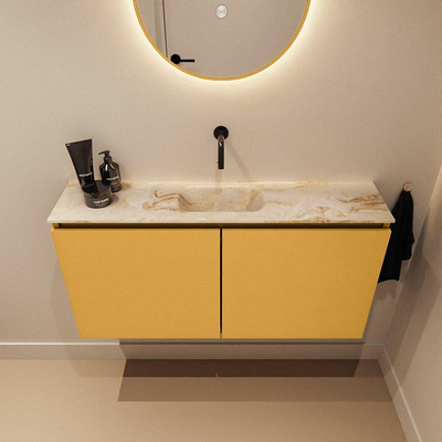 MONDIAZ TURE-DLUX 100cm toiletmeubel Ocher. EDEN wastafel Frappe positie midden. Zonder kraangat.
