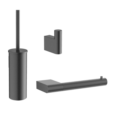 Crosswater MPRO toiletset - toiletborstelhouder - handdoekhaak - wcrolhouder - gunmetal