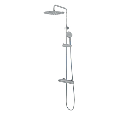 Brauer Chrome Edition Regendoucheset opbouw - hoofddouche 30cm - glijstang - handdouche rond 3 standen - gladde knoppen - chroom