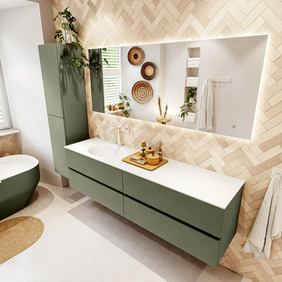 Mondiaz VICA Badkamermeubelset - 180cm - army - 4 lades - Wastafel MOON - links - 1 kraangat - kleur talc - XL versie 60cm hoog