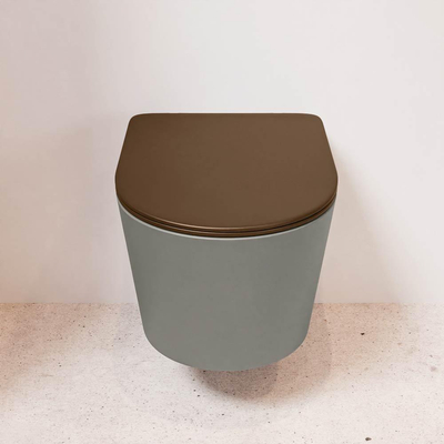 MONDIAZ LAVIE wandclosetpack - 36x53cm - diepspoel - rimless - Smoke (grijs) - softclose - quick-release - toiletzitting - Rust (rood)