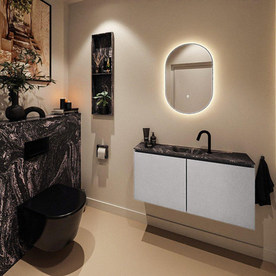 MONDIAZ TURE-DLUX 100cm toiletmeubel Plata. EDEN wastafel Lava positie midden. Met 1 kraangat.
