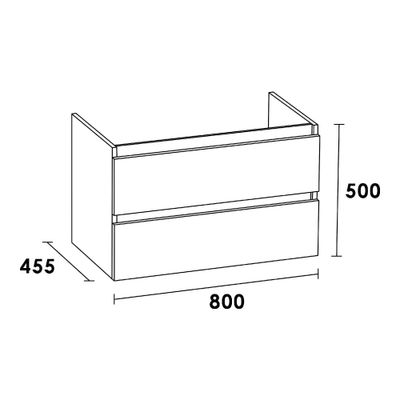 Saniclass Solution wastafelonderkast 80x46x50cm 2 softclose greeploze lades met 1 sifonuitsparing MFC Almond