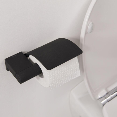 Tiger Bold Toiletrolhouder met klep Zwart 16.8x5.2x13.4cm
