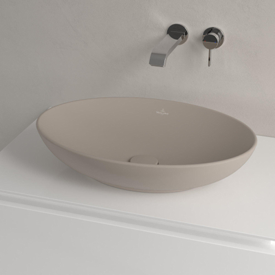 Villeroy & Boch Loop & friends opzetwastafel 56x38cm ovaal met overloop CeramicPlus almond