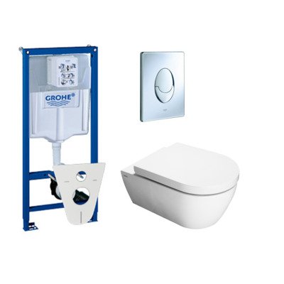 QeramiQ Salina toiletset met inbouwreservoir, closetzitting met softclose en bedieningsplaat chroom