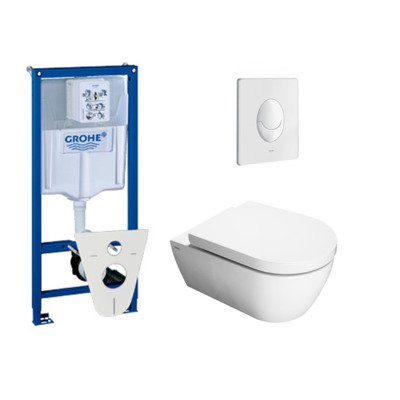 QeramiQ Salina toiletset met inbouwreservoir, closetzitting met softclose en bedieningsplaat wit