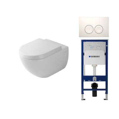 Villeroy en Boch Subway 1.0 met basic zitting UP100 reservoir en Delta 25 bedieningsplaat wit